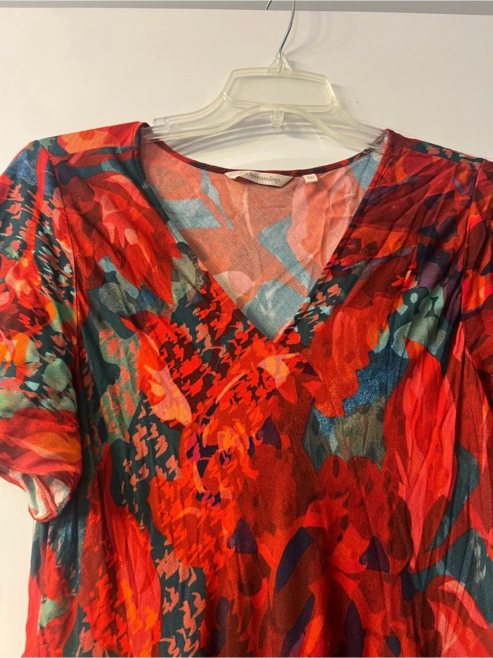 Soft Surroundings long v neck ruffle dress size L - Picture 11 of 11